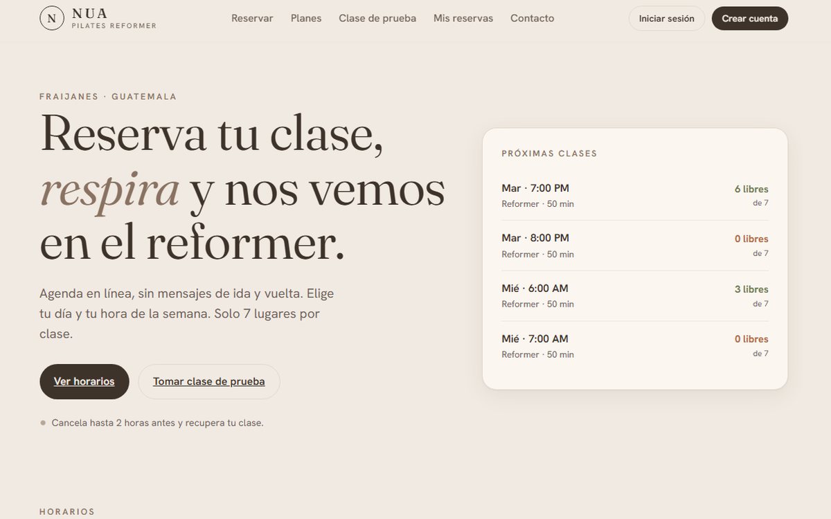 Sitio de NUA Pilates
